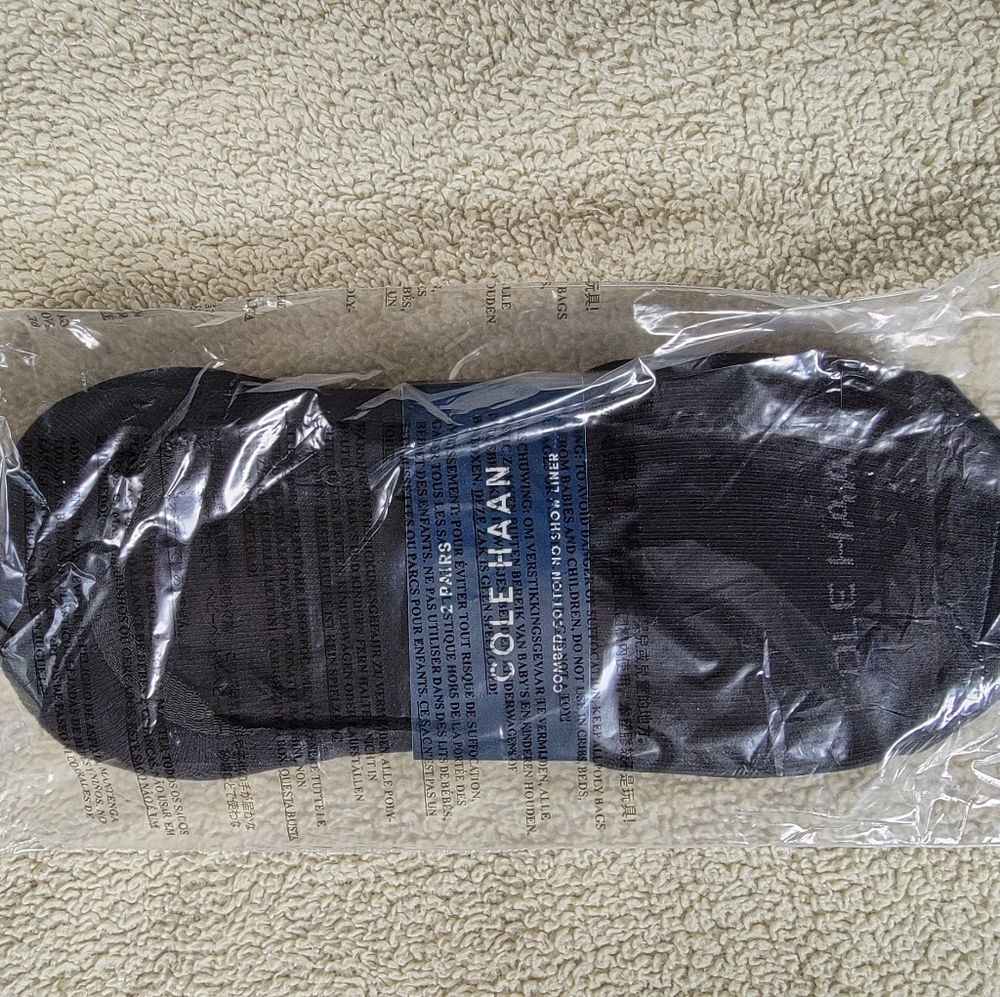 COLE HAAN Mens Low Cut Socks 2 Pack Black New Footwear Ankle Sport No Show